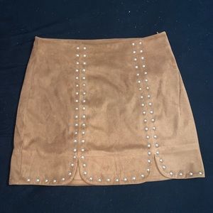 Brown Suede Mini Skirt
